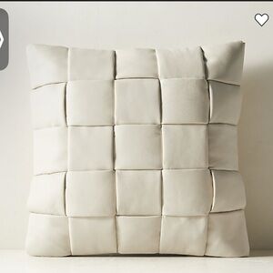 CB2 Leather Cream Pillow 20x20